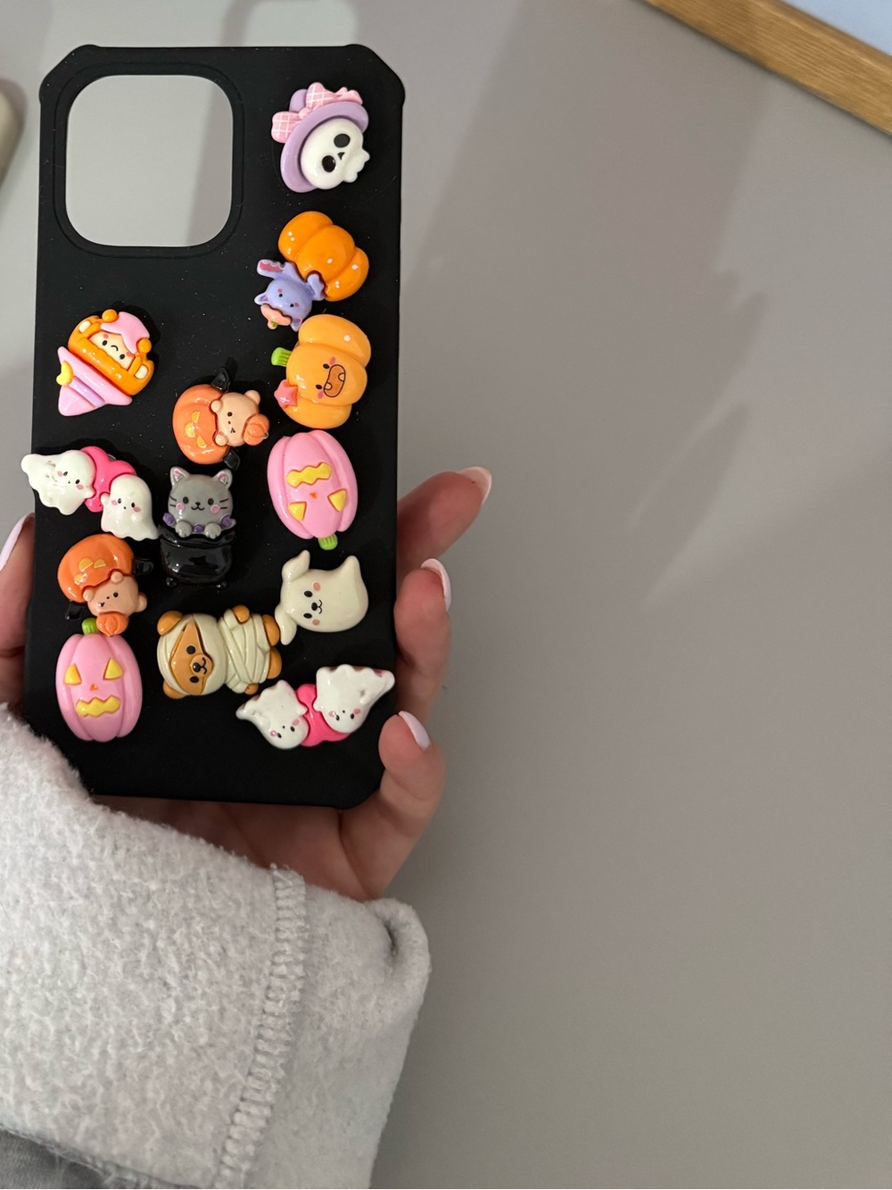 Halloween Charm Black Silicone iPhone Case - Cute 3D Charms IPhone 16 pro mx